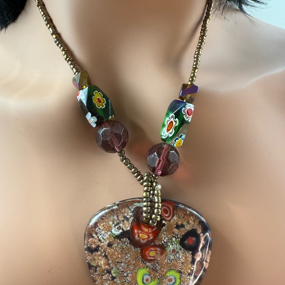 Artisan Glass Heart Pendant Necklace